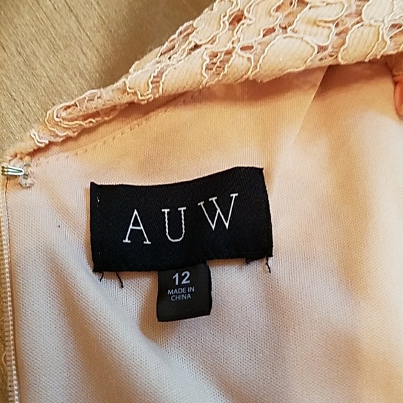 NWT AUW HIGH LOW PEACH LACE DRESS (sz 12) - Picture 7 of 7